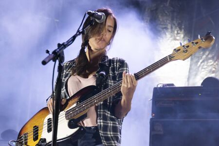 FARO, PORTUGAL: 7th SEPTEMBER, 2019 - Linda Martini heavy rock band, performs on Festival F, a big...