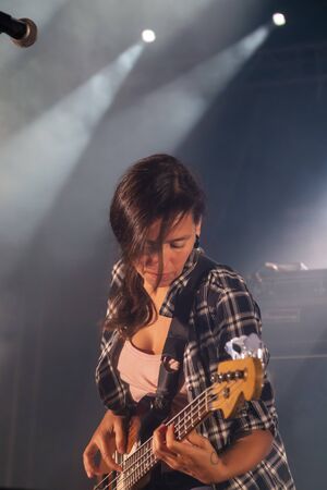 FARO, PORTUGAL: 7th SEPTEMBER, 2019 - Linda Martini heavy rock band, performs on Festival F, a big...