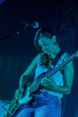 FARO, PORTUGAL: 7th SEPTEMBER, 2019 - Linda Martini heavy rock band, performs on Festival F, a big...