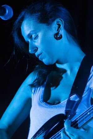 FARO, PORTUGAL: 7th SEPTEMBER, 2019 - Linda Martini heavy rock band, performs on Festival F, a big...