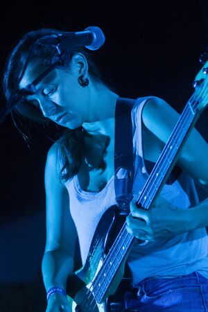 FARO, PORTUGAL: 7th SEPTEMBER, 2019 - Linda Martini heavy rock band, performs on Festival F, a big...