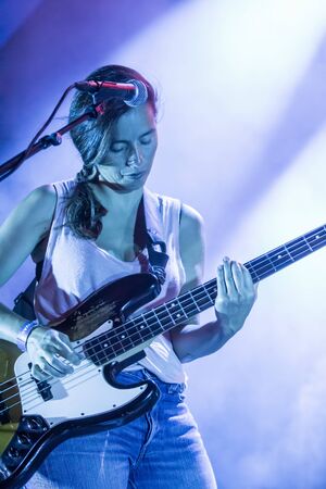 FARO, PORTUGAL: 7th SEPTEMBER, 2019 - Linda Martini heavy rock band, performs on Festival F, a big...