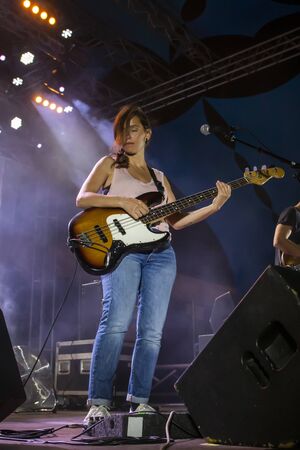FARO, PORTUGAL: 7th SEPTEMBER, 2019 - Linda Martini heavy rock band, performs on Festival F, a big...