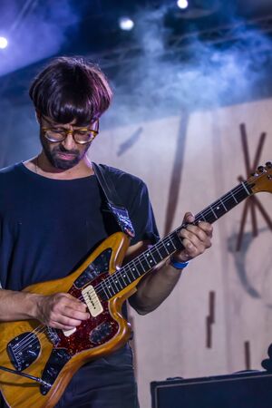 FARO, PORTUGAL: 7th SEPTEMBER, 2019 - Linda Martini heavy rock band, performs on Festival F, a big...