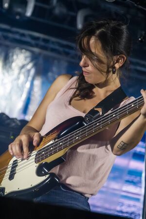 FARO, PORTUGAL: 7th SEPTEMBER, 2019 - Linda Martini heavy rock band, performs on Festival F, a big...