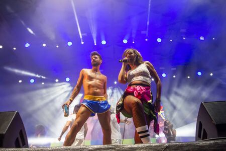 FARO, PORTUGAL: 7th SEPTEMBER, 2019 - Revenge of the 90s band, performs on Festival F, a big festival on the city of Faro, Portugal.のeditorial素材