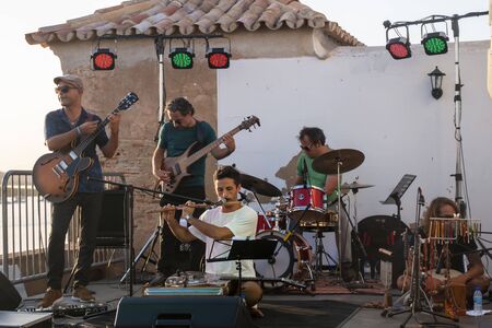 FARO, PORTUGAL: 7th SEPTEMBER, 2019 - Music band, Sangha, performs on Festival F, a big festival on...