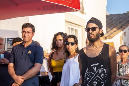 FARO, PORTUGAL: 7th SEPTEMBER, 2019 - Audience watch music artist on  Festival F, a big festival on...