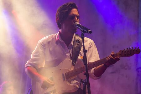 FARO, PORTUGAL: 7th SEPTEMBER, 2019 - The Black Teddys rock band, performs on Festival F, a big...