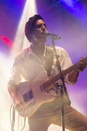 FARO, PORTUGAL: 7th SEPTEMBER, 2019 - The Black Teddys rock band, performs on Festival F, a big...
