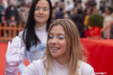FARO, PORTUGAL: 30th NOVEMBER, 2019 - Celebration of the arrival of santa claus to the month of december, with fun, music, characters and families.のeditorial素材