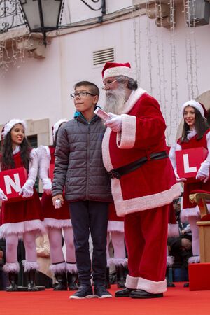 FARO, PORTUGAL: 30th NOVEMBER, 2019 - Celebration of the arrival of santa claus to the month of december, with fun, music, characters and families.のeditorial素材