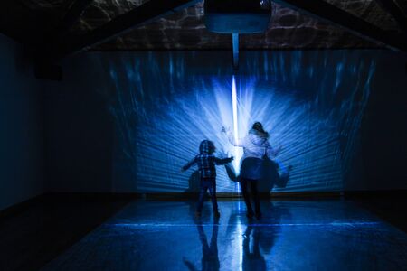 FARO, PORTUGAL: 14th NOVEMBER, 2019 - LUZA light conceptual art festival on the streets of Faro city, algarve, Portugal.のeditorial素材