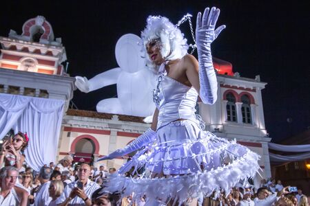 LOULE, PORTUGAL: 31st AUGUST 2019 - An event called White Night, where everybody dresses white clothing and watches shows, concerts and performances.のeditorial素材