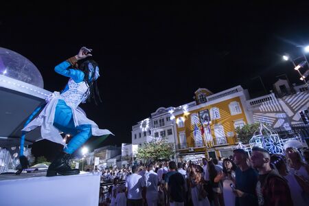 LOULE, PORTUGAL: 31st AUGUST 2019 - An event called White Night, where everybody dresses white clothing and watches shows, concerts and performances.のeditorial素材