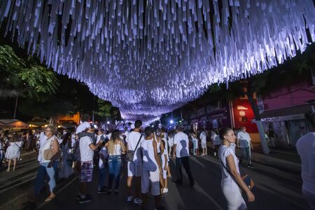 LOULE, PORTUGAL: 31st AUGUST 2019 - An event called White Night, where everybody dresses white clothing and watches shows, concerts and performances.のeditorial素材