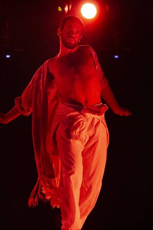 LOULE, PORTUGAL: 31st AUGUST, 2019 - Music artist, Conan Osiris, performs on White Night, a festival on the city of Loule, Portugal.のeditorial素材