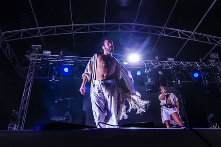 LOULE, PORTUGAL: 31st AUGUST, 2019 - Music artist, Conan Osiris, performs on White Night, a festival on the city of Loule, Portugal.のeditorial素材