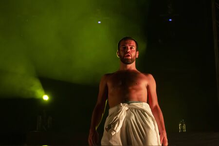 LOULE, PORTUGAL: 31st AUGUST, 2019 - Music artist, Conan Osiris, performs on White Night, a festival on the city of Loule, Portugal.のeditorial素材