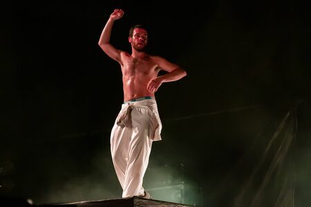 LOULE, PORTUGAL: 31st AUGUST, 2019 - Music artist, Conan Osiris, performs on White Night, a festival on the city of Loule, Portugal.のeditorial素材