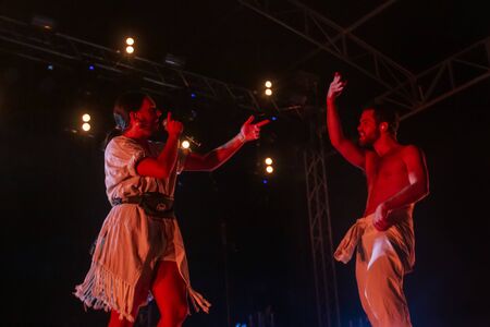 LOULE, PORTUGAL: 31st AUGUST, 2019 - Music artist, Conan Osiris, performs on White Night, a festival on the city of Loule, Portugal.のeditorial素材
