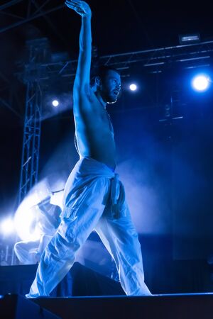 LOULE, PORTUGAL: 31st AUGUST, 2019 - Music artist, Conan Osiris, performs on White Night, a festival on the city of Loule, Portugal.のeditorial素材