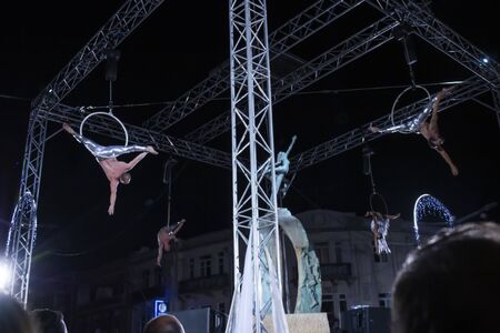 LOULE, PORTUGAL: 31st AUGUST 2019 - An event called White Night, where everybody dresses white clothing and watches shows, concerts and performances.のeditorial素材