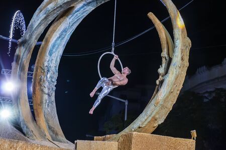 LOULE, PORTUGAL: 31st AUGUST 2019 - An event called White Night, where everybody dresses white clothing and watches shows, concerts and performances.のeditorial素材