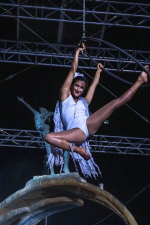 LOULE, PORTUGAL: 31st AUGUST 2019 - An event called White Night, where everybody dresses white clothing and watches shows, concerts and performances.のeditorial素材