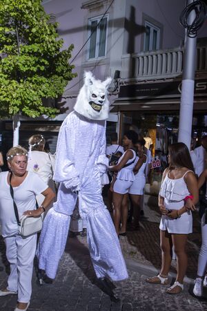 LOULE, PORTUGAL: 31st AUGUST 2019 - An event called White Night, where everybody dresses white clothing and watches shows, concerts and performances.のeditorial素材