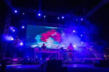 LOULE, PORTUGAL: 31st AUGUST, 2019 - Music artist, Stereossauro, performs on White Night, a festival...
