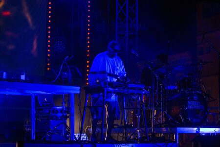 LOULE, PORTUGAL: 31st AUGUST, 2019 - Music artist, Stereossauro, performs on White Night, a festival...