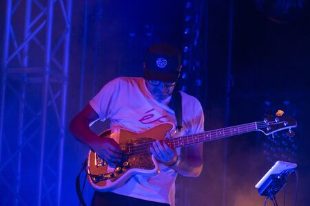 LOULE, PORTUGAL: 31st AUGUST, 2019 - Music artist, Stereossauro, performs on White Night, a festival...