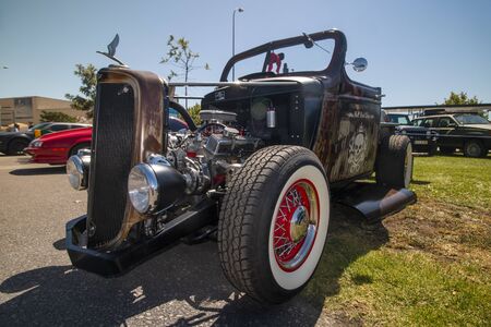 FARO, PORTUGAL, 10th August 2019: 8Âº American Cars Show Algarve Event with vintage cars and a mix of Americana related activities happen, including pinup shows, rockabilly concerts and much more.のeditorial素材