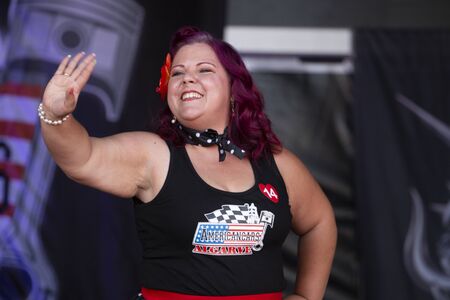 FARO, PORTUGAL, 10th August 2019: 8Âº American Cars Show Algarve Event with vintage cars and a mix of Americana related activities happen, including pinup shows, rockabilly concerts and much more.のeditorial素材