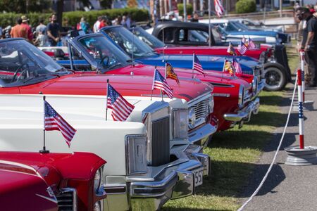FARO, PORTUGAL, 10th August 2019: 8Âº American Cars Show Algarve Event with vintage cars and a mix...