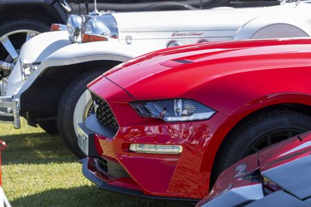 FARO, PORTUGAL, 10th August 2019: 8Âº American Cars Show Algarve Event with vintage cars and a mix of Americana related activities happen, including pinup shows, rockabilly concerts and much more.のeditorial素材