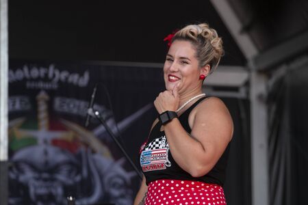 FARO, PORTUGAL, 10th August 2019: 8Âº American Cars Show Algarve Event with vintage cars and a mix of Americana related activities happen, including pinup shows, rockabilly concerts and much more.のeditorial素材