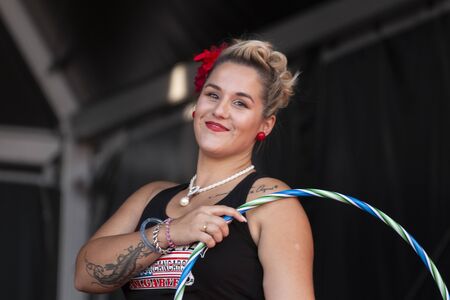 FARO, PORTUGAL, 10th August 2019: 8Âº American Cars Show Algarve Event with vintage cars and a mix of Americana related activities happen, including pinup shows, rockabilly concerts and much more.のeditorial素材