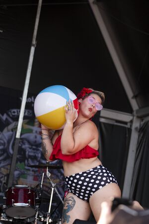 FARO, PORTUGAL, 10th August 2019: 8Âº American Cars Show Algarve Event with vintage cars and a mix of Americana related activities happen, including pinup shows, rockabilly concerts and much more.のeditorial素材