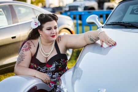 FARO, PORTUGAL, 10th August 2019: 8Âº American Cars Show Algarve Event with vintage cars and a mix...