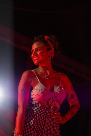 FARO, PORTUGAL, 10th August 2019: 8Âº American Cars Show Algarve Event with vintage cars and a mix of Americana related activities happen, including pinup shows, rockabilly concerts and much more.のeditorial素材