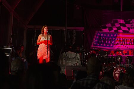 FARO, PORTUGAL, 10th August 2019: 8Âº American Cars Show Algarve Event with vintage cars and a mix of Americana related activities happen, including pinup shows, rockabilly concerts and much more.のeditorial素材