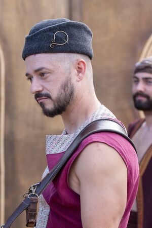 SILVES, PORTUGAL - August 11th, 2019 : Medieval costume characters in Medieval fair event.