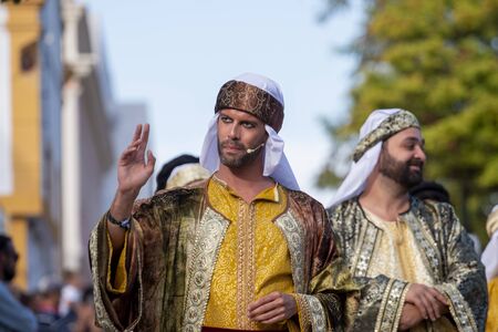SILVES, PORTUGAL - August 11th, 2019 : Medieval costume characters in Medieval fair event.