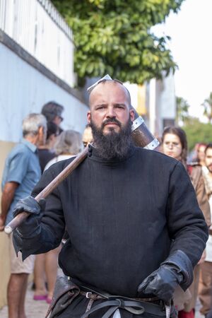 SILVES, PORTUGAL - August 11th, 2019 : Medieval costume characters in Medieval fair event.