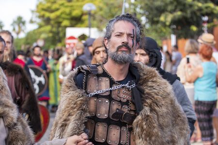 SILVES, PORTUGAL - August 11th, 2019 : Medieval costume characters in Medieval fair event.