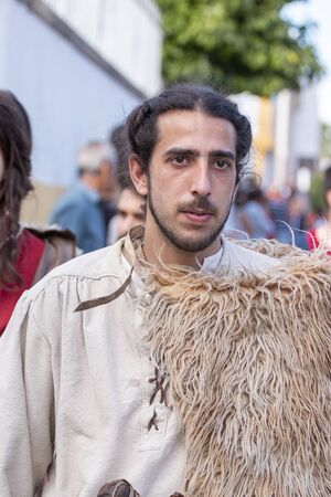 SILVES, PORTUGAL - August 11th, 2019 : Medieval costume characters in Medieval fair event.のeditorial素材