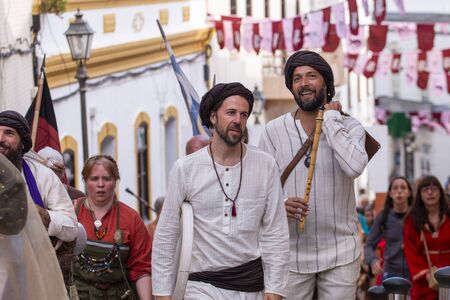 SILVES, PORTUGAL - August 11th, 2019 : Medieval costume characters in Medieval fair event.