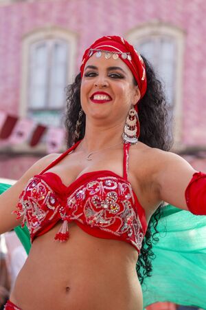 SILVES, PORTUGAL - August 11th, 2019 : Medieval costume characters in Medieval fair event.のeditorial素材